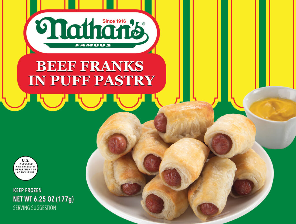 Nathan's snacks and appetizers beef franks in puff pastry